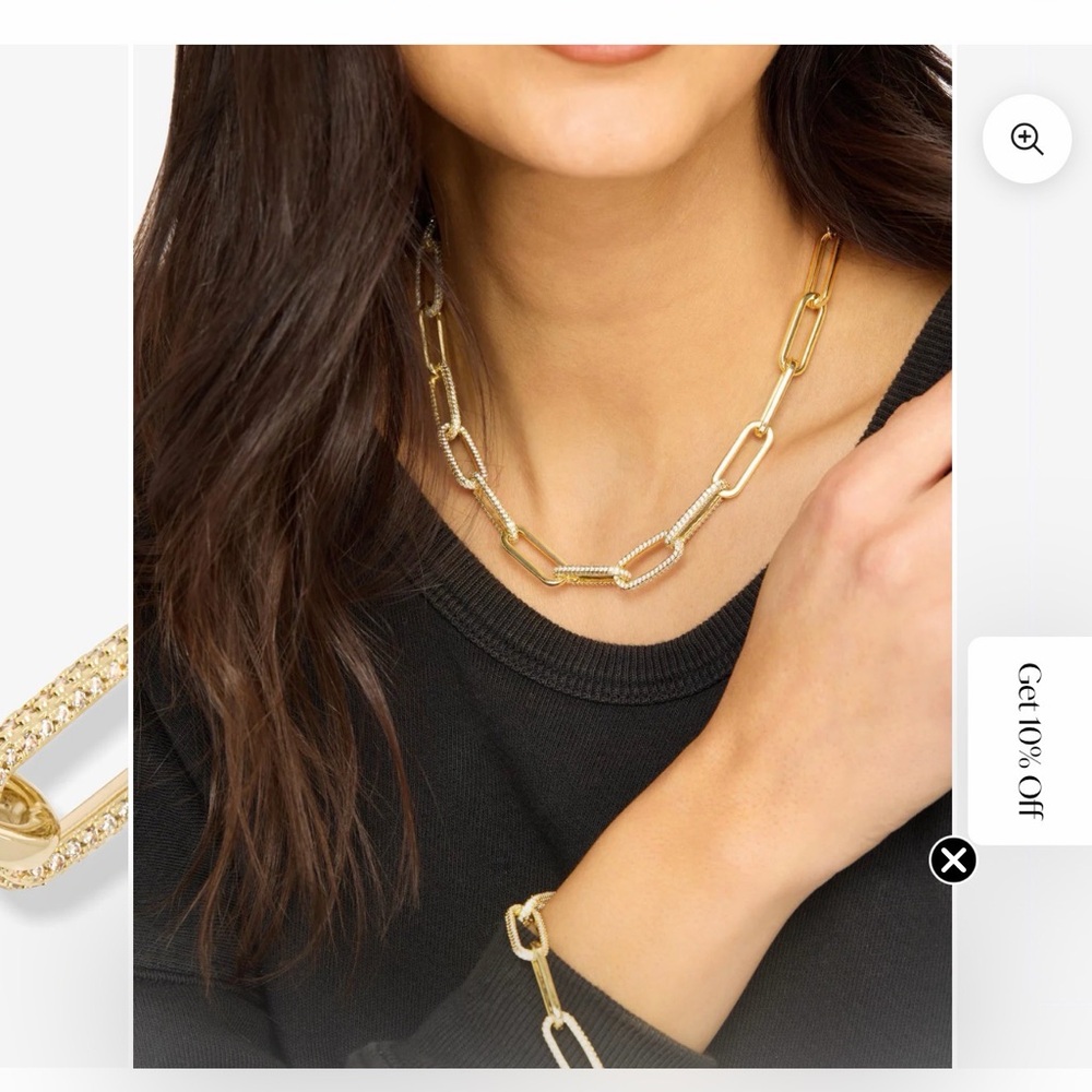 Melinda Maria Carrie Pave’ chain linked Gold and Silver Necklace stunning 15-18”